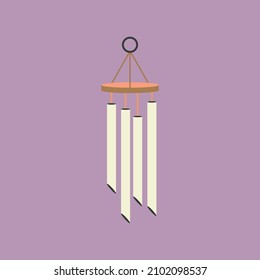 Windchimes Cartoon Flat Vector Illustration