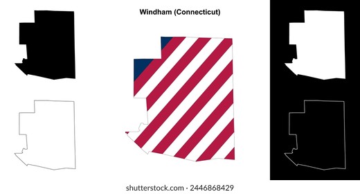 Windham County (Connecticut) outline map set