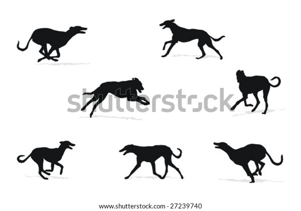 Windhound Running Silhouettes Stock Vector (Royalty Free) 27239740 ...