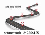 Winding 3d road infographic concept on a white background. Timeline template. Vector illustration