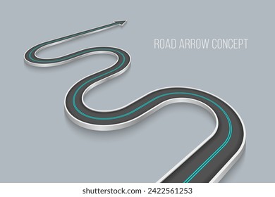 Winding 3d road infographic concept on a white background. Timeline template. Vector illustration