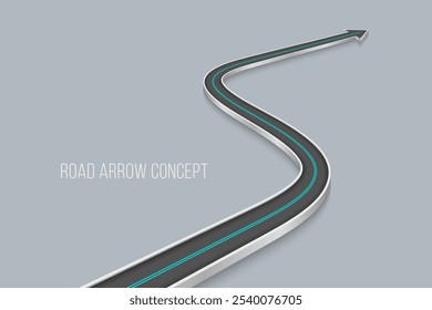 Conceito infográfico de estrada 3d sinuoso em um fundo branco. Modelo de linha do tempo. Ilustração vetorial