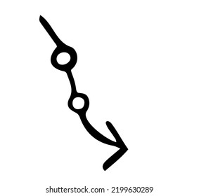 A winding arrow. Black and white sketch, logo, clipart, icon, icon, template. Isolated object on a white background. Vector image.