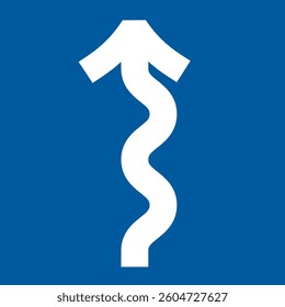Winding Arrow Up on Blue Background