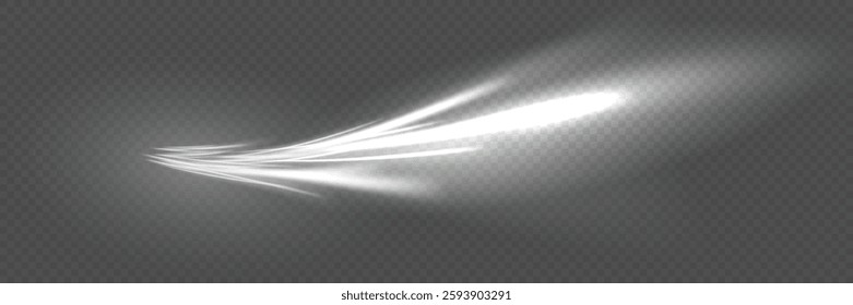 Winding bright line of speed. Glowing vortex effect. Vector png.