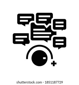 winding up comments glyph icon vector. winding up comments sign. isolated contour symbol black illustration