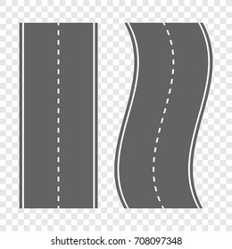 Winding curved road or highway. Direction, transportation set vector