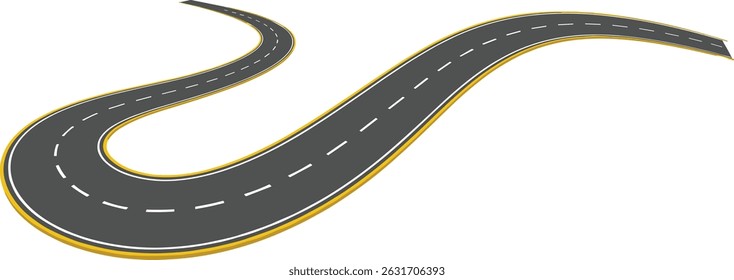 Curvas de enrolamento estrada isoladas em fundo transparente. estrada de enrolamento de vista superior. ilustração vetorial.