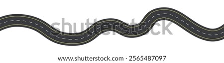 Winding curves road from top view isolated on white background illustration