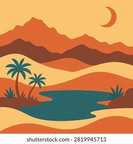 Winding dune paths desert landscape vector illustration