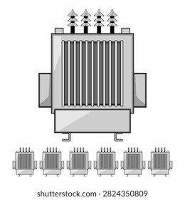 winding electrical transformer cartoon. insulation phase, frequency impedance, load tap winding electrical transformer sign colorful illustration