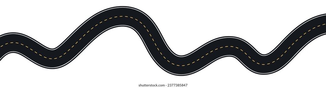 Carretera de viento desde arriba. Ilustración vectorial plana aislada en fondo blanco.