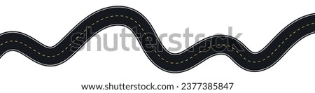 Winding highway road from top view. Flat vector illustration isolated on white background.
