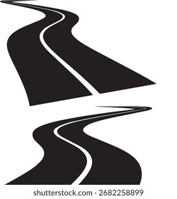 Winding highway road white background, Transparent background road vector design.