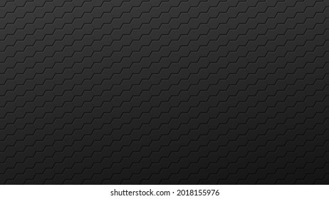 Winding lines black hexagons background. Industrial dark gradientl tiles laid in abstract texture in monochrome vector iron