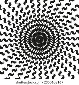 Winding monochrome spiral background. Vector illustration. EPS 10.