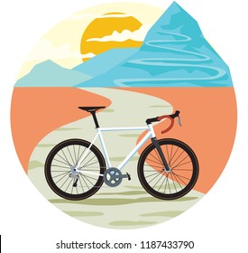 Winding Mountain Road Sun And Road Bike