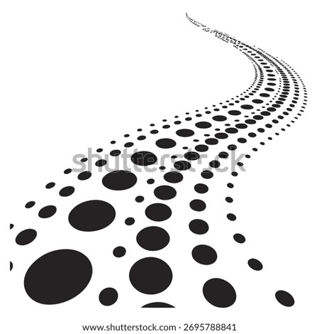 Winding Path of Black Dots on White Background road
