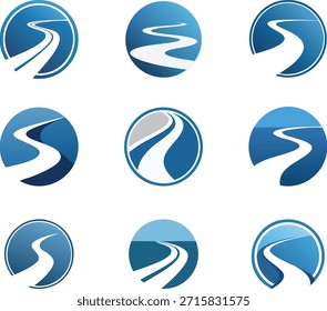 Conjunto de Logotipos do Círculo Rodoviário do Caminho de Enrolamento