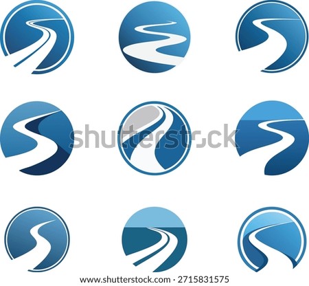 Winding Path Road Circle Logo Set