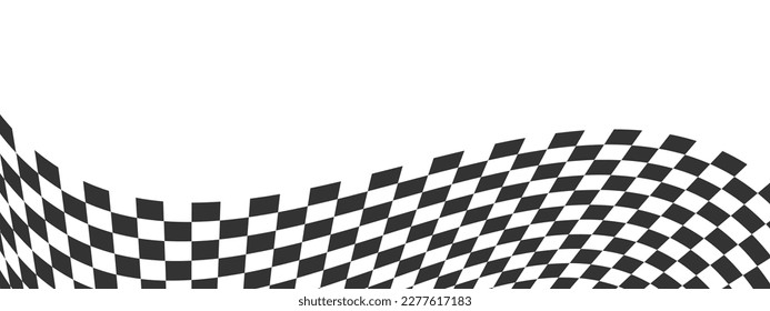 Bandera de carreras o textura de tablero de ajedrez. Patrón de cuadros negros y blancos distorsionado en perspectiva. Motocross, rally, el coche deportivo o el concurso de ajedrez. Ilustración del vector