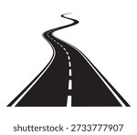 Winding road ahead, lane markings, travel and journey, transportation, pathway