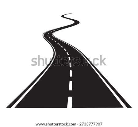 Winding road ahead, lane markings, travel and journey, transportation, pathway