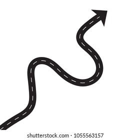 winding road with arrow- vector illustration