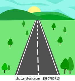 Winding Road Cartoon Background Mountains Landscape Stock Vector ...
