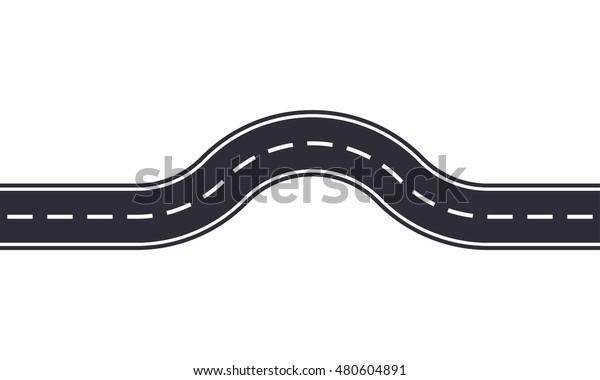Winding road design\
template isolated on white background. Seamless asphalt road or\
highway. Vector\
illustration.