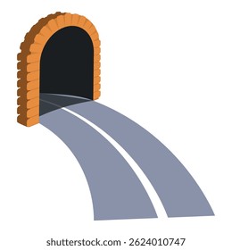 Winding road disappearing into a brick tunnel entrance, representing concepts of mystery, the unknown, and the future