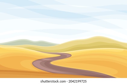 Carretera Winding que va a la distancia e Ilustración de vectores Sandy Hill