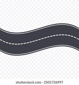 Carretera sinuosa. Diseño Horizontal de la autopista. Transporte, tráfico, concepto de conducción. Ilustración vectorial.