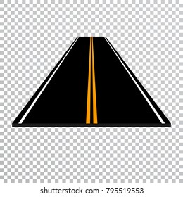 Winding road or highway with markings. Direction, transportation set. Vector illustration.