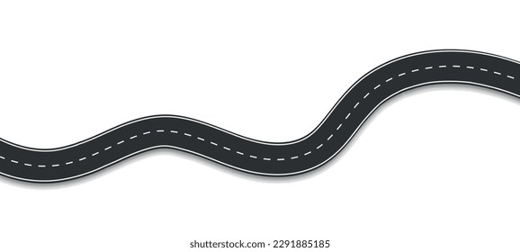 Winding road or highway way. Street map icon. Vector isolated illustration