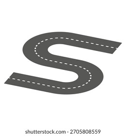 Winding road icon. Curvy path symbol. S shape Vector. Transport route graphic.