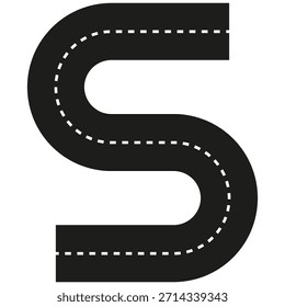Winding road icon. Curvy path symbol. S shape Vector. Transport route graphic. EPS 10.
