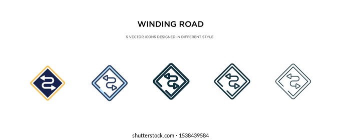 winding road icon in different style vector illustration. two colored and black winding road vector icons designed in filled, outline, line and stroke style can be used for web, mobile, ui