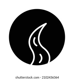 winding road icon to mountains and sun black solid. for logo outdoor. adventure logo. outdoor logo. simple logo adventure