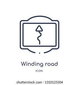 winding road icon from traffic signs outline collection. Thin line winding road icon isolated on white background.