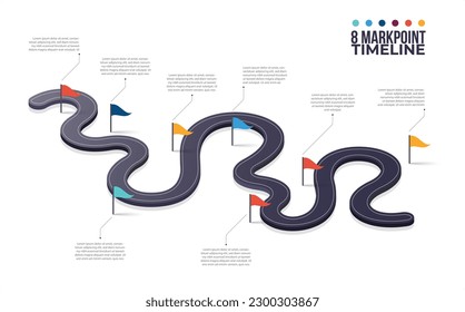 Winding Road infographic with 8 markpoint flag.