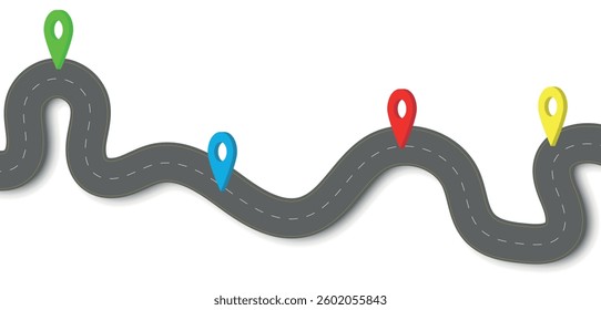Winding road Infographic element, timeline pinpoint concept