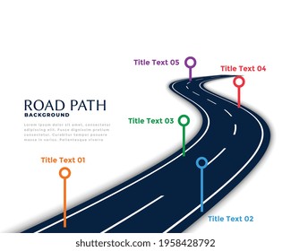 Winding Road Infographic Template With Milestone Points