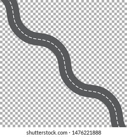 Winding road isolated, highway vector illustration