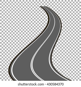 Winding road isolated, highway vector illustration