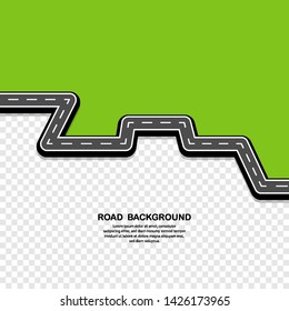 Winding Road isolated on transparent with green color backgrounds