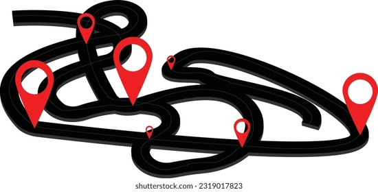Winding road isolated on white background. Disappearing into the distance. The two-lane road with lane markings. Conceptual image. 3d rendering