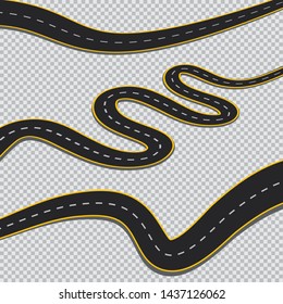 Winding road isolated transparent background.