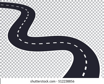 Winding Road Isolated Transparent Special Effect. Road way location infographic template. Vector EPS 10