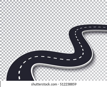 Winding Road Isolated Transparent Special Effect. Road way location infographic template. Vector EPS 10